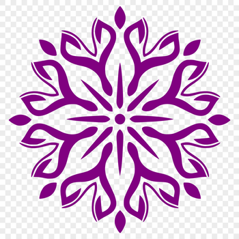 A delicate, intricately designed snowflake with six symmetrical arms, perfect for winter-themed decorations or templates.