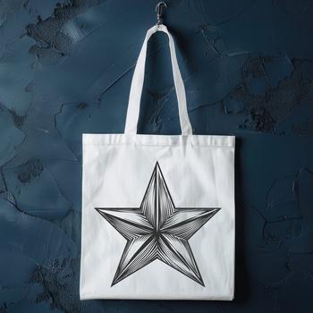 A simple star design made with bold lines and points, suitable for various graphic applications.