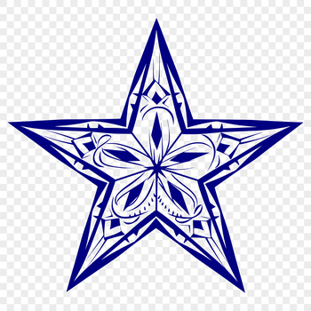 A 2D star shape with pointed tips and symmetrical design, ideal for vector art projects.