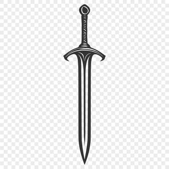 A detailed illustration of a sword, suitable for cutting machine designs or vector art projects.
