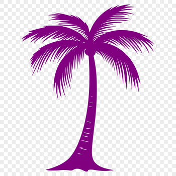 A detailed illustration of a palm tree in a tropical setting.