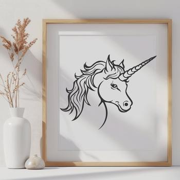 Vector illustration of a mythical unicorn with a detailed head and body.