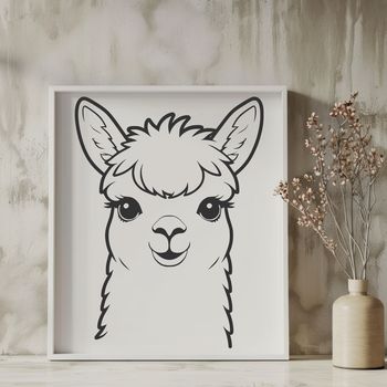 A graphic representation of an alpaca in vector format, suitable for digital use.