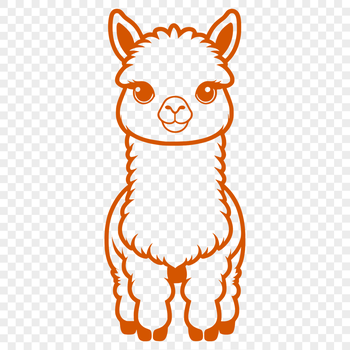 A digital illustration of a South American camelid animal with soft fur and long neck.