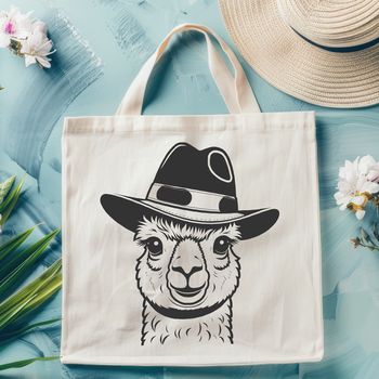 An illustration of a South American camelid with soft fur and a curved neck.