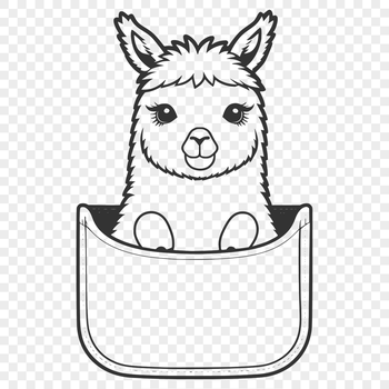 A stylized illustration of a South American alpaca, suitable for digital editing and printing.