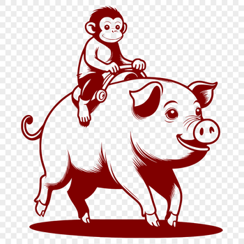 A cartoon monkey with a pig's body, created as vector art.