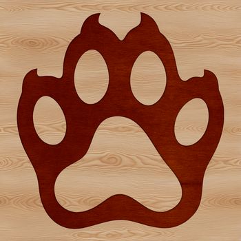 A graphic illustration of a single animal paw print with defined edges and details.