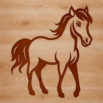 A simple line drawing of a standing horse with endearing facial features.