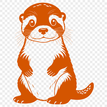 A playful river otter swimming in the water, depicted as a vector graphic.