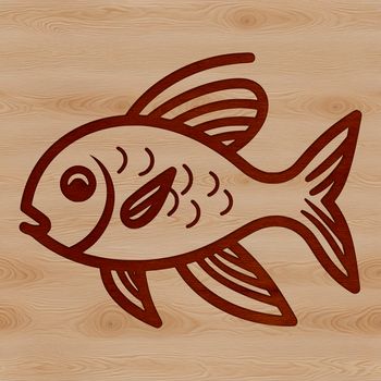 A simple line drawing of a cute fish.