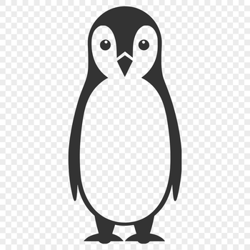 A simple line drawing of a penguin in various colors, suitable for vector art and cutting machine designs.