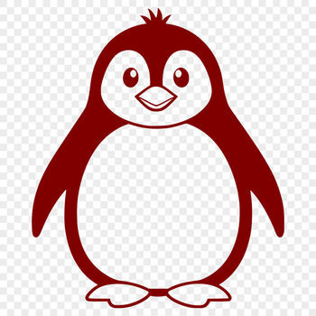 A black and white illustration of a penguin in a waddling pose, suitable for various applications.