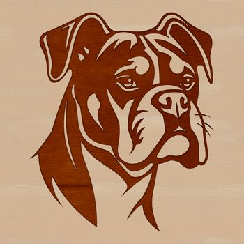 A detailed illustration of a Boxer dog's head, suitable for vector design and graphic projects.