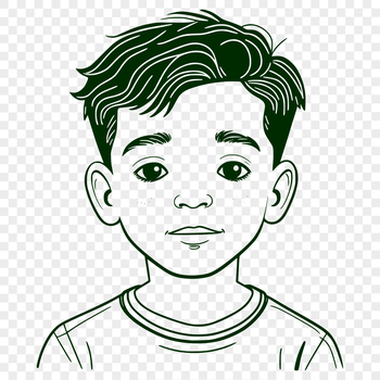 A simple illustration of a young boy depicted in flat design style.