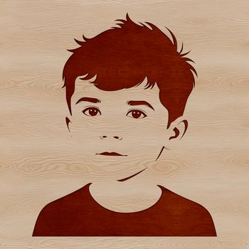 Young boy silhouette in simple outline style.