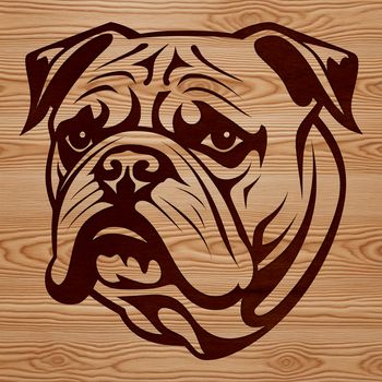 An outline vector image of a bulldog's face, suitable for use in graphic design projects.