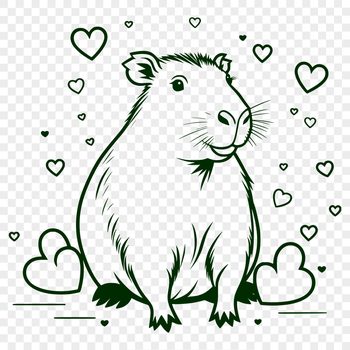 A stylized illustration of a capybara, a large rodent native to South America.