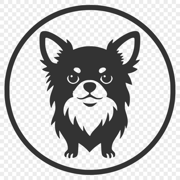A simple outline illustration of a Chihuahua dog breed.