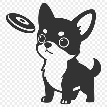 A small breed dog silhouette with simple lines, created as a vector art file.