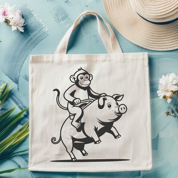 An illustration of a monkey-pig hybrid creature, created in vector art format.