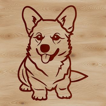 A cartoon illustration of a sitting corgi dog in a simple vector design.