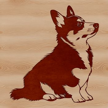An illustration of a sitting corgi dog breed in a simple vector design.