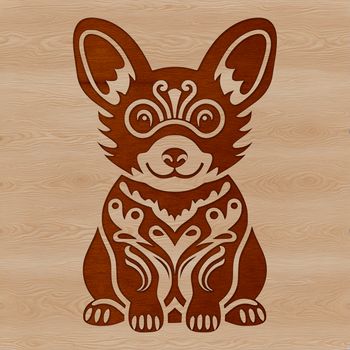 A seated corgi with ornate features, suitable for pet-related designs.