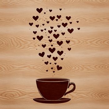 A simple cup design with love hearts integrated into the design.
