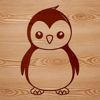 A simple line drawing illustration of a cute penguin character.