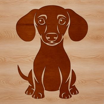 A small-sized Dachshund sitting on its haunches, depicted as a simple line art illustration.
