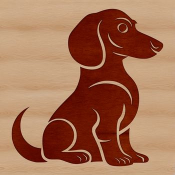 A simple line drawing of a sitting dachshund dog.