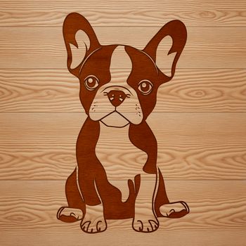 Illustrated vector image of a sitting Boston Terrier dog in a simple design.