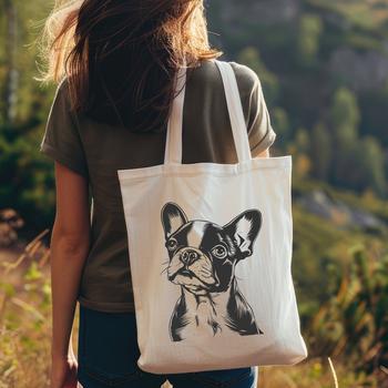 A vector illustration of a Boston Terrier dog breed in a cartoon style.
