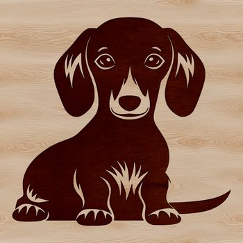 A simple vector illustration of a sitting dachshund dog in a neutral background.