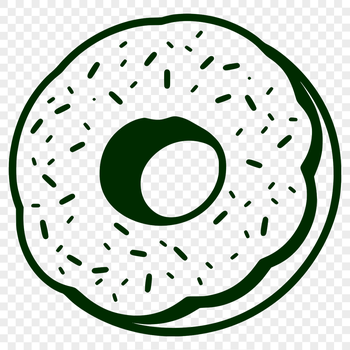 A digital illustration of a classic donut with frosting and sprinkles, suitable for various design projects.