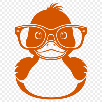 A cartoon duck wearing glasses, designed as vector art.