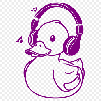 A simple vector illustration of a duck with headphones on its head.