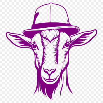 A goat wearing a hat on a farm, suitable for vector design or clip art.