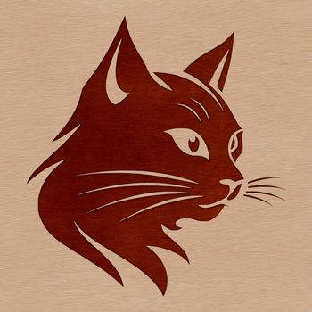 A digital vector illustration of a cat's head with detailed features.
