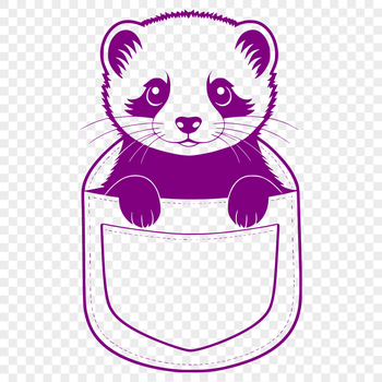 A cartoon-style illustration of a small, furry ferret with a curious expression.