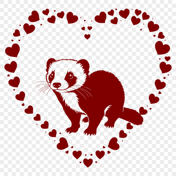 A high-resolution SVG illustration of a ferret with heart accents, ideal for personal or commercial use.