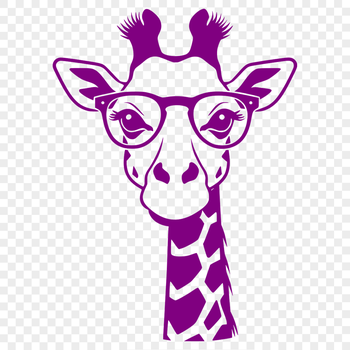 A realistic illustration of a giraffe wearing glasses, suitable for various digital applications.