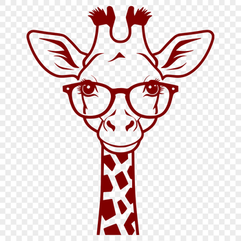 A tall, African savanna animal wearing glasses, depicted in simple vector design.
