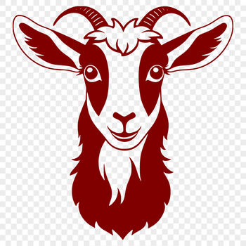 An illustration of a white goat standing on a grassy hillside with a clear blue sky in the background.