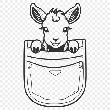 A farm animal, specifically a goat, peeking out from behind a fence or a wall.