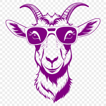 Farm animal SVG illustration of a goat wearing sunglasses.