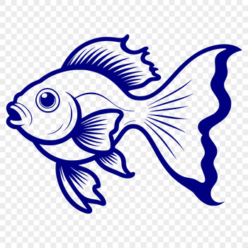 A digital illustration of a goldfish in various colors.