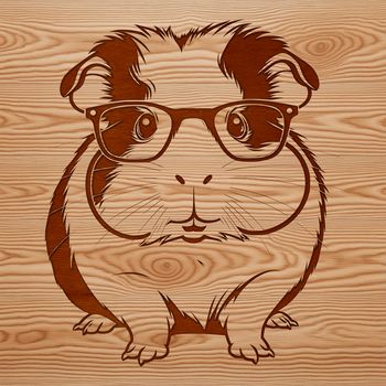 An adorable Guinea Pig wearing glasses, depicted in simple vector lines.