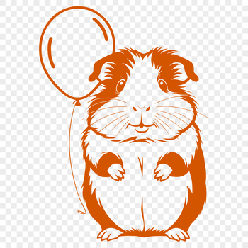 A cute illustration of a guinea pig sitting on a balloon, suitable for personal or commercial projects.